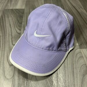 Nike Featherlight Dri Fit Baseball Unisex OSFM Purple White Tennis Swoosh Logo
